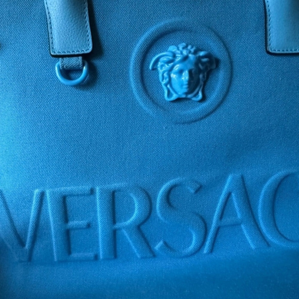 Versace La Medusa Blue Women's Canvas Logo Tote RETAIL $1922 (COA incuded) - Picture 11 of 13